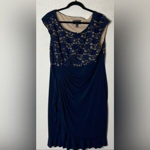 Connected Apparel Womens blue ruffle hem  Cocktail Dress 16W
